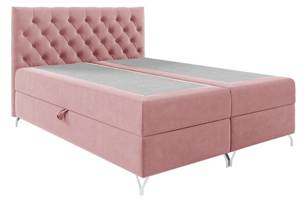 KONDELA Pat cu boxspring, 120x200, ţesătură roz Velvet, GULIETTE + cadou