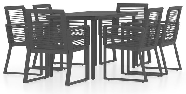 Set mobilier de grădină, 7 piese, negru