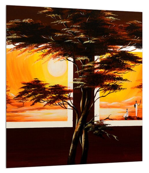 Tablou cu copaci în savana (30x30 cm)