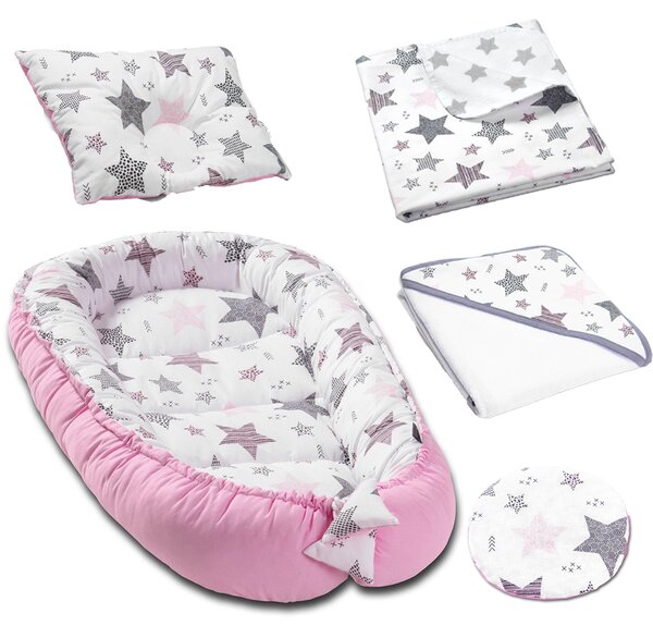 Set 5 piese Bebe Nou-Nascut Kidizi Pink Stars