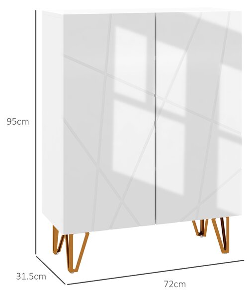 HOMCOM Pantofar Îngust cu Balamale cu Închidere Lentă și Rafturi Reglabile, 95x72x31,5 cm, Alb | Aosom Romania