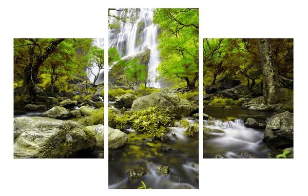 Tablou cu peisaj de pădure cu râu (90x60 cm)
