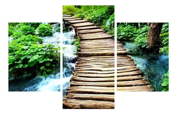 Tablou cu drum din lemn este râu (90x60 cm)