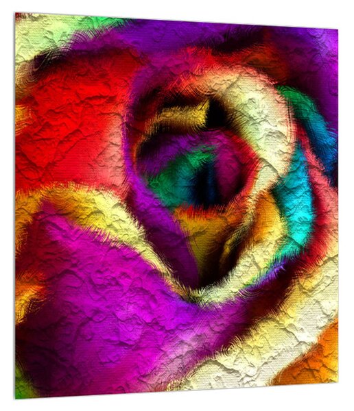 Tablou colorat cu trandafirul abstract (30x30 cm)