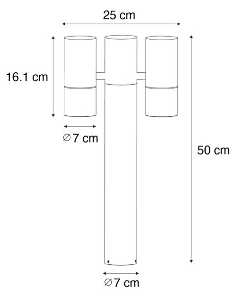 Lampă de exterior pe stativ neagră 50 cm 2 lumini reglabile - Duo