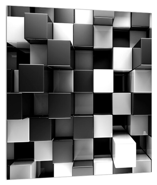 Tablou abstract albnegru - zaruri (30x30 cm)