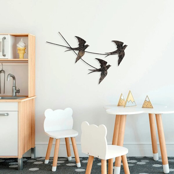 Decoratiune perete 930DYU1222, negru/auriu, metal, 70x42 cm