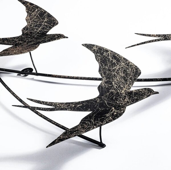 Decoratiune perete 930DYU1222, negru/auriu, metal, 70x42 cm