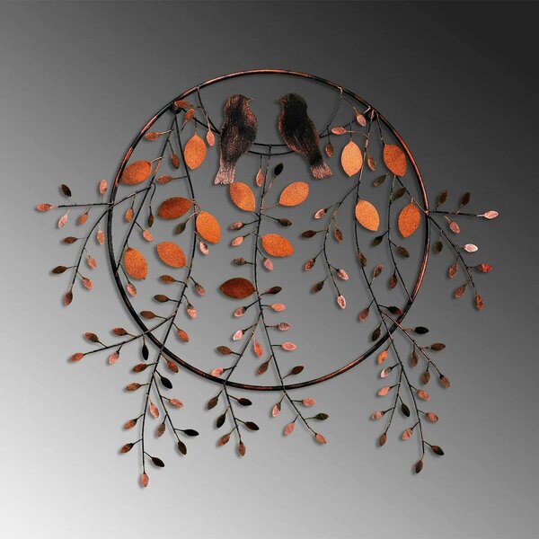 Decoratiune perete 930DYU1235, caramiziu/negru, metal, 86x75 cm