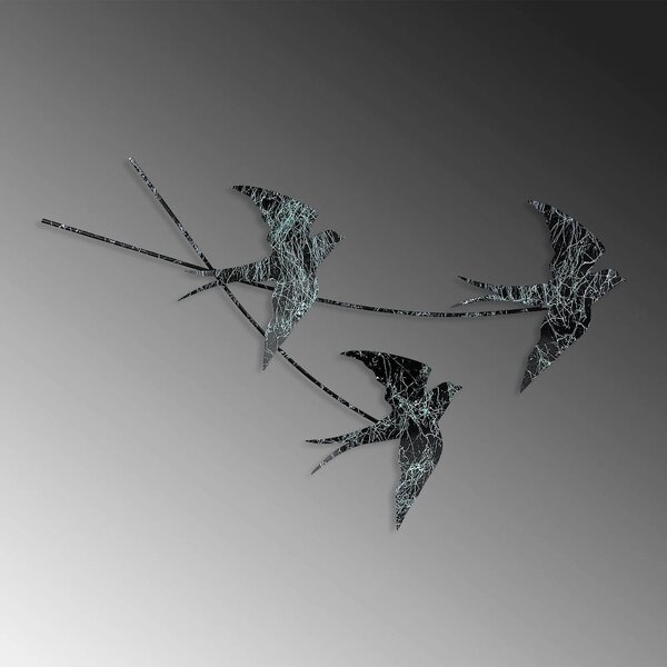 Decoratiune perete 930DYU1223, negru/alb, metal, 70x42 cm