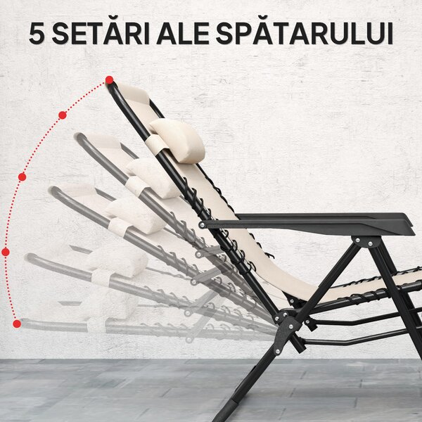 Outsunny Set de 2 Șezlonguri de Grădină cu Gravitație Zero și Măsuță cu Suport pentru Pahare, 47x47x54 cm, Bej | Aosom Romania
