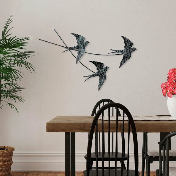 Decoratiune perete 930DYU1223, negru/alb, metal, 70x42 cm