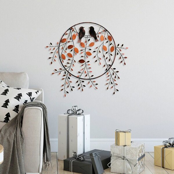 Decoratiune perete 930DYU1235, caramiziu/negru, metal, 86x75 cm