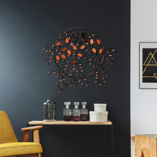 Decoratiune perete 930DYU1235, caramiziu/negru, metal, 86x75 cm