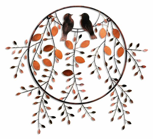 Decoratiune perete 930DYU1235, caramiziu/negru, metal, 86x75 cm