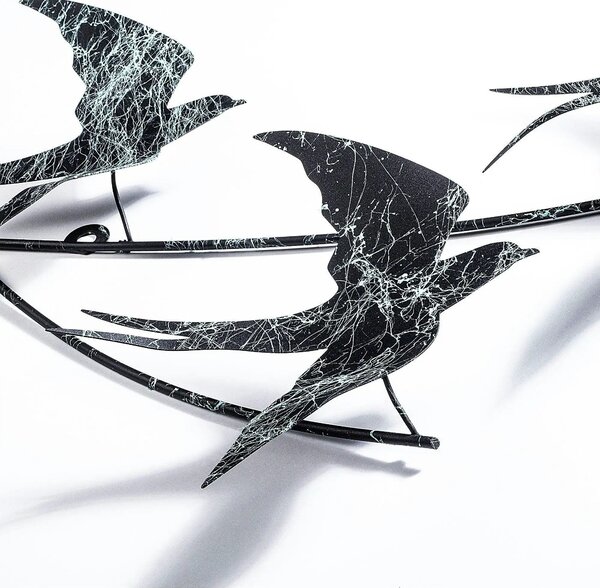 Decoratiune perete 930DYU1223, negru/alb, metal, 70x42 cm