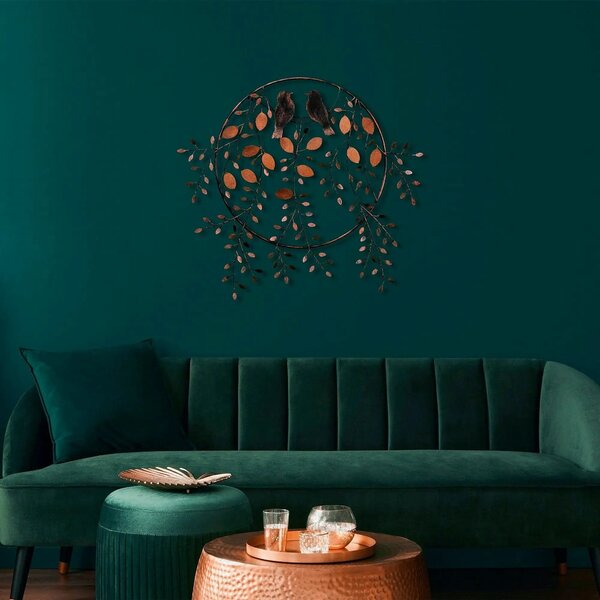 Decoratiune perete 930DYU1235, caramiziu/negru, metal, 86x75 cm