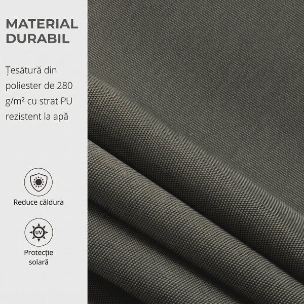 Outsunny Copertină Pliabilă pentru Exterior, Copertină Tip Roll-Up cu Deschidere Manivelă, 350x250 cm, Gri | Aosom Romania