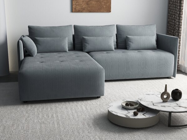 Colțar extensibil dumonde cu ladă de depozitare Malta Zoom Grey 235x185 cm