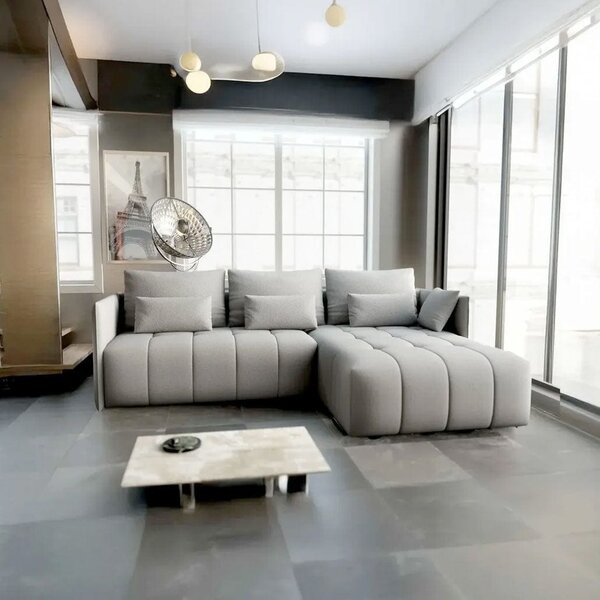 Colțar extensibil dumonde cu ladă de depozitare Malta Enjoy Silver II 235x185 cm