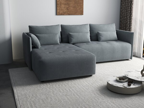 Colțar extensibil dumonde cu ladă de depozitare Malta Zoom Grey 235x185 cm