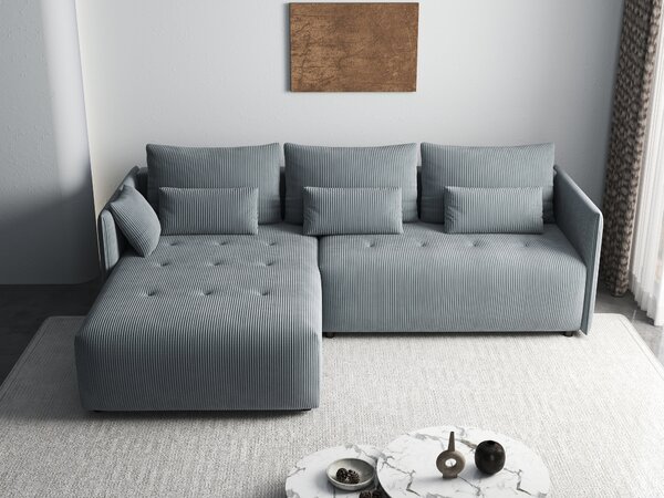 Colțar extensibil dumonde cu ladă de depozitare Malta Zoom Grey 235x185 cm