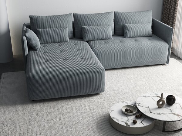 Colțar extensibil dumonde cu ladă de depozitare Malta Zoom Grey 235x185 cm