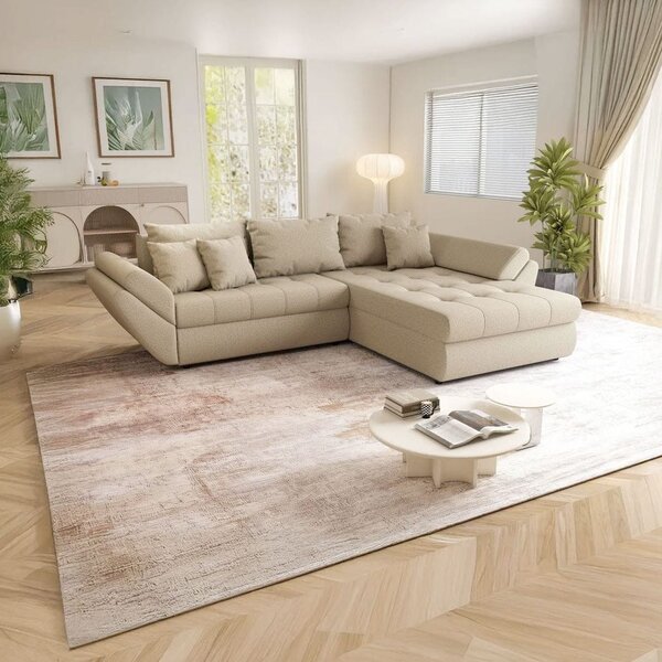 Colțar extensibil dumonde cu ladă de depozitare Loana Enjoy Camel II 270x185 cm