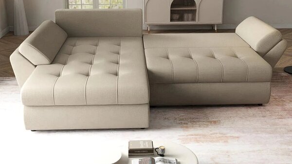 Colțar extensibil dumonde cu ladă de depozitare Loana Enjoy Camel II 270x185 cm