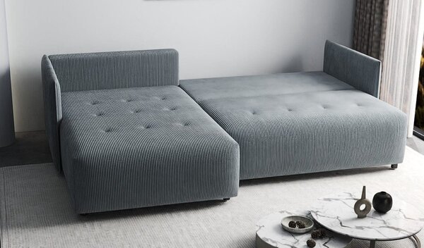 Colțar extensibil dumonde cu ladă de depozitare Malta Zoom Grey 235x185 cm