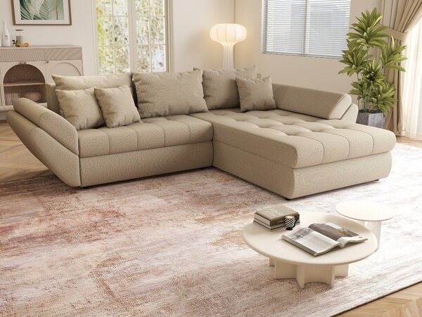 Colțar extensibil dumonde cu ladă de depozitare Loana Enjoy Camel II 270x185 cm