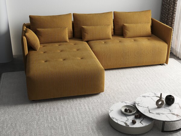 Colțar extensibil dumonde cu ladă de depozitare Malta Zoom Mustar II 235x185 cm