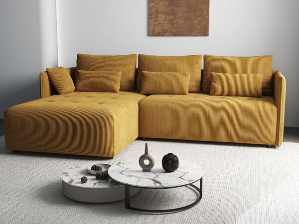 Colțar extensibil dumonde cu ladă de depozitare Malta Zoom Mustar II 235x185 cm