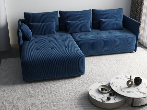 Colțar extensibil dumonde cu ladă de depozitare Malta Zoom Blue II 235x185 cm