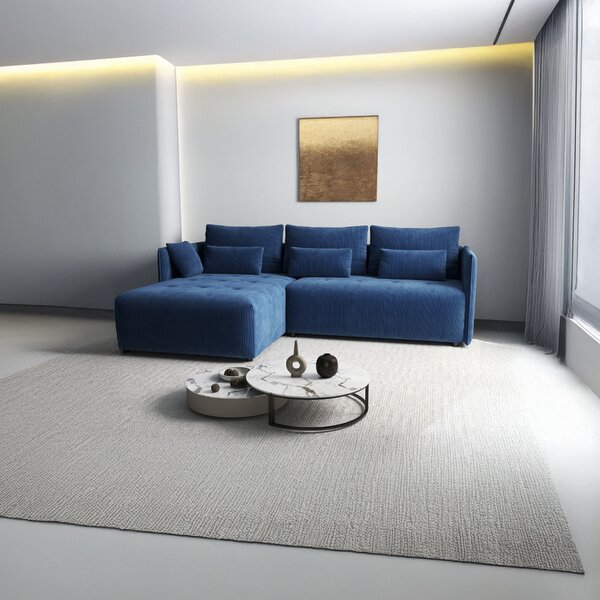 Colțar extensibil dumonde cu ladă de depozitare Malta Zoom Blue II 235x185 cm