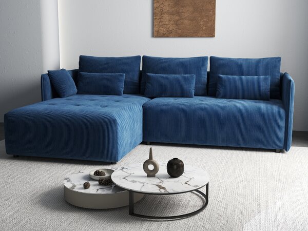 Colțar extensibil dumonde cu ladă de depozitare Malta Zoom Blue II 235x185 cm