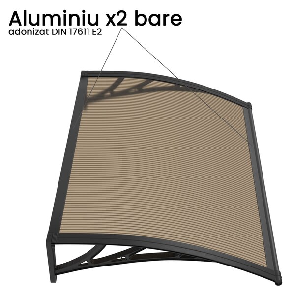 Copertina PREMIUM 40x60 cm, Policarbonat 6 mm, Suporturi din ABS, Negru/Bronz