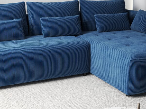 Colțar extensibil dumonde cu ladă de depozitare Malta Zoom Blue 235x185 cm