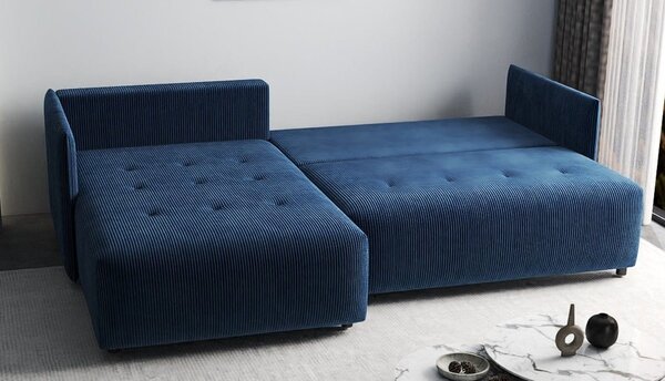 Colțar extensibil dumonde cu ladă de depozitare Malta Zoom Blue II 235x185 cm