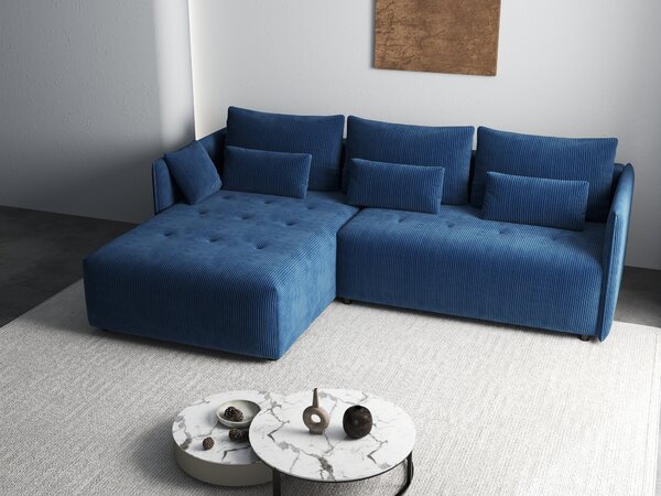 Colțar extensibil dumonde cu ladă de depozitare Malta Zoom Blue II 235x185 cm