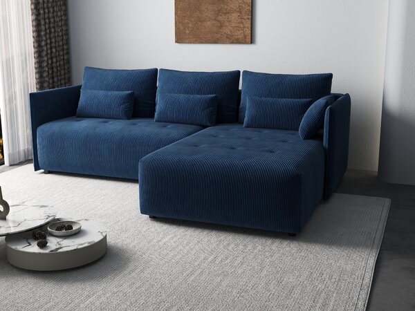 Colțar extensibil dumonde cu ladă de depozitare Malta Zoom Blue 235x185 cm