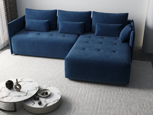 Colțar extensibil dumonde cu ladă de depozitare Malta Zoom Blue 235x185 cm