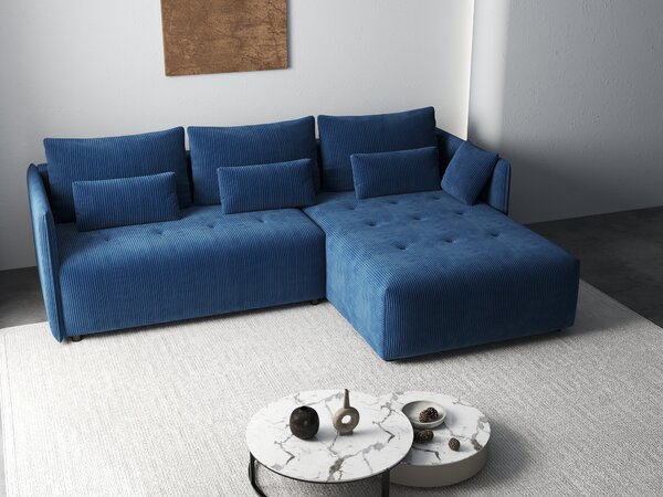 Colțar extensibil dumonde cu ladă de depozitare Malta Zoom Blue 235x185 cm