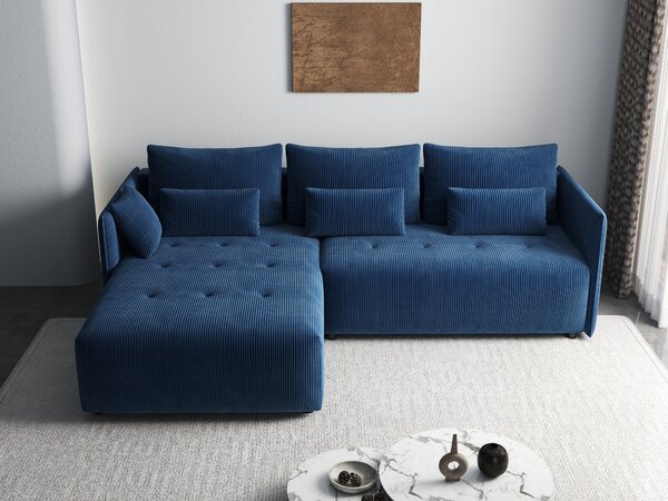 Colțar extensibil dumonde cu ladă de depozitare Malta Zoom Blue II 235x185 cm