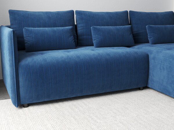 Colțar extensibil dumonde cu ladă de depozitare Malta Zoom Blue 235x185 cm