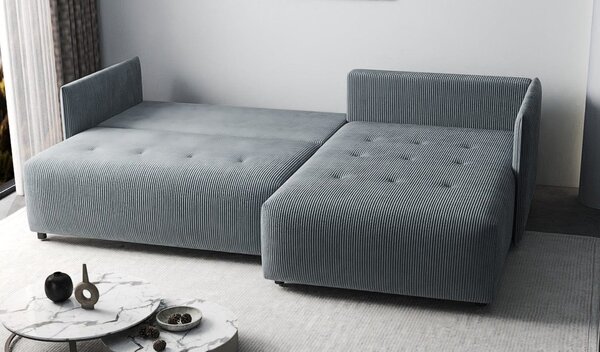 Colțar extensibil dumonde cu ladă de depozitare Malta Zoom Grey II 235x185 cm
