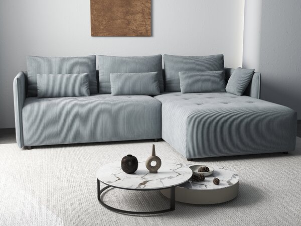 Colțar extensibil dumonde cu ladă de depozitare Malta Zoom Grey II 235x185 cm