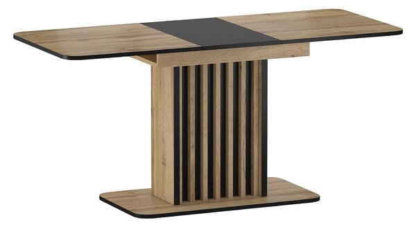 Masa extensibila KENT, stejar artisan/negru, PAL, 130/180x85x76 cm