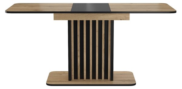 Masa extensibila KENT, stejar artisan/negru, PAL, 130/180x85x76 cm