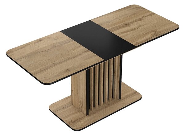 Masa extensibila KENT, stejar artisan/negru, PAL, 130/180x85x76 cm
